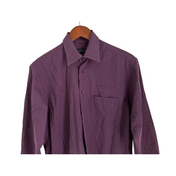 Emile Lafaurie Button Down Shirt Purple Collared Long Sleeves & Front Pocket - Picture 2 of 8